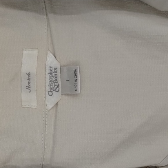 Christopher & Banks blazer jacket large brown embroidered stitching cream large - Picture 7 of 10